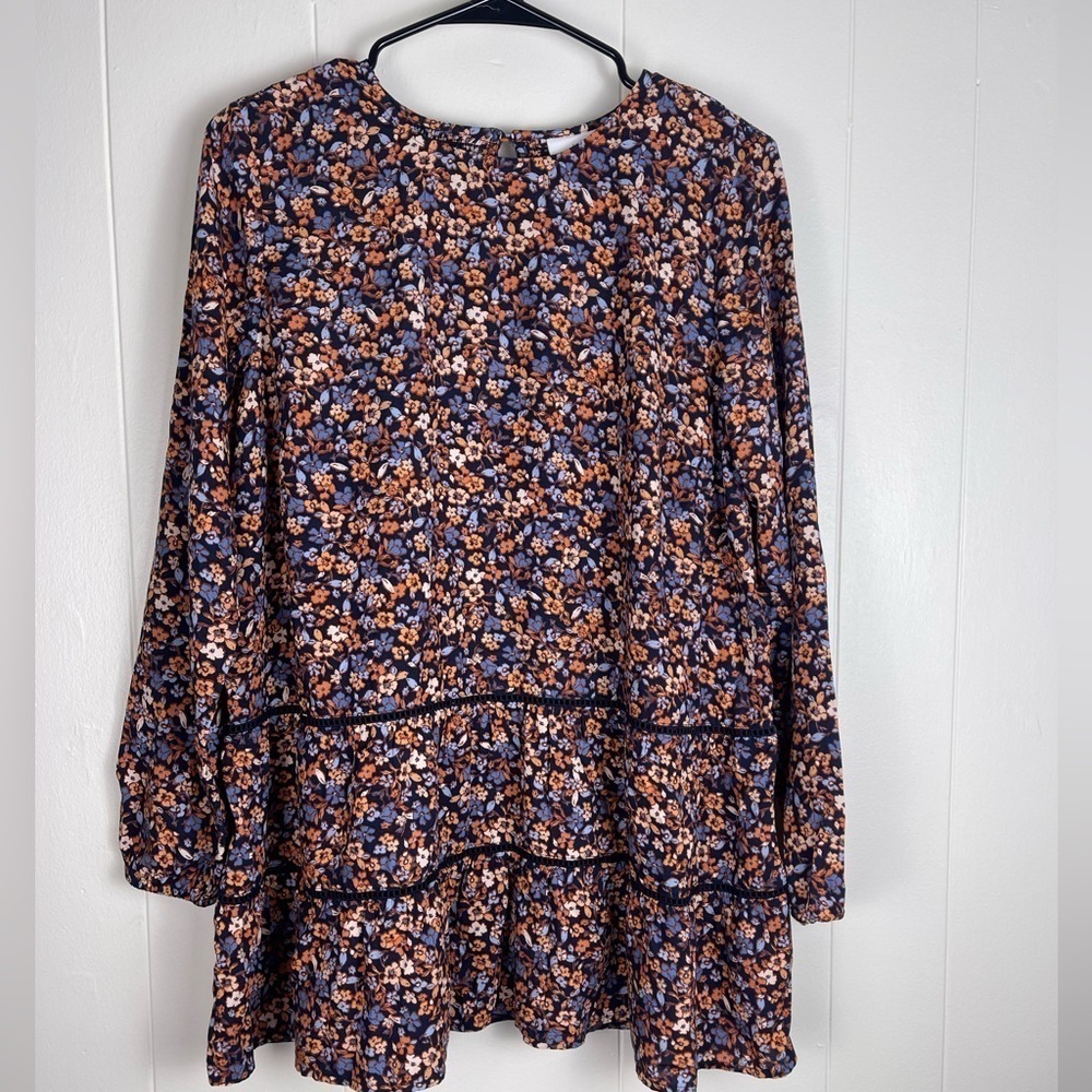 J. Jill Floral Smocked Tunic Top NWT  Fall floral design, long sleeves.
